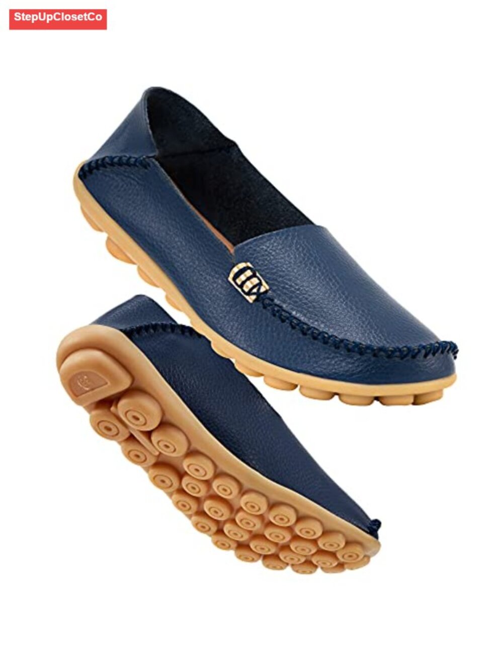 Women's Comfortable Slip-On Loafers - Lightweight Cushioned PU Leather Driving